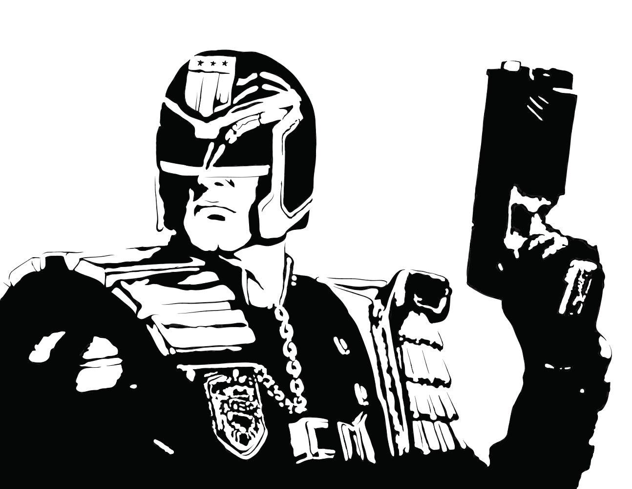 Judge Dredd Art Print | Cult Classic Movie Decor | I Am The Law | Minimalist Pop Culture Wall Art