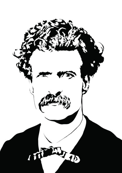  digital minimalist stencil illustration of american author mark twain aka samuel clemens