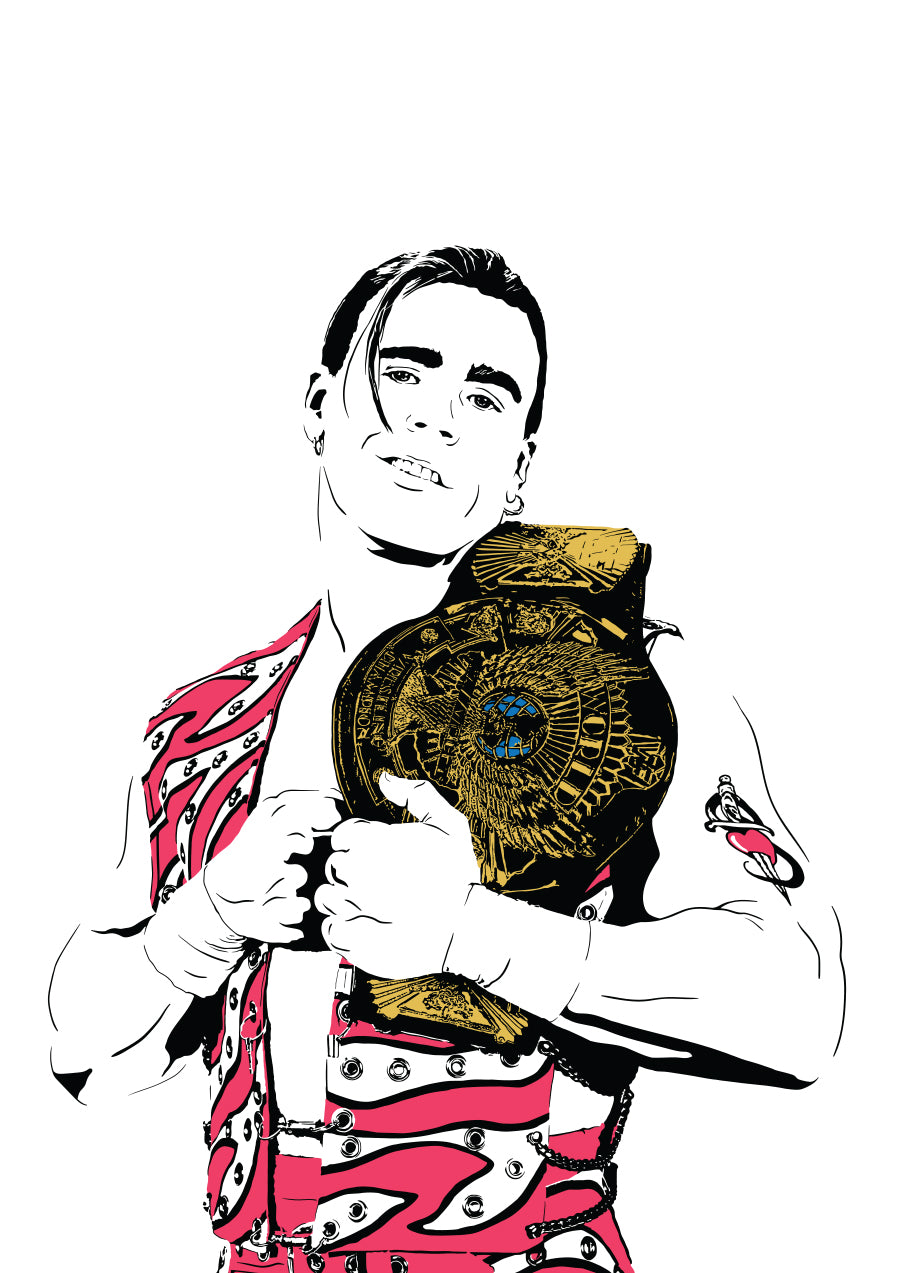 Shawn Michaels Art Print | Old School Wrestling Decor | Heartbreak Kid | Minimalist Pop Culture Wall Art