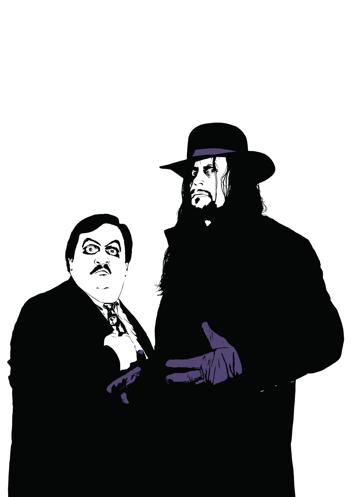 The Undertaker & Paul Bearer Art Print | Old School Wrestling Decor | The Dead Man | Minimalist Pop Culture Wall Art